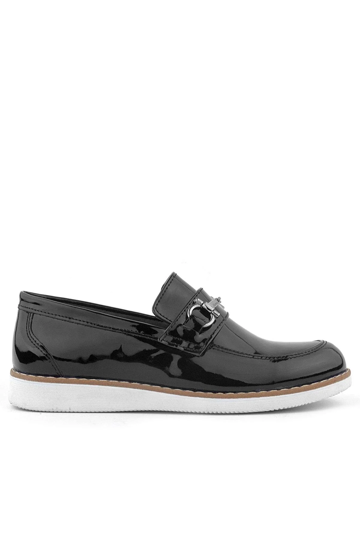 Rakerplus Hakiki Deri Siyah Rugan Loafer Çocuk Klasik Ayakkabı
