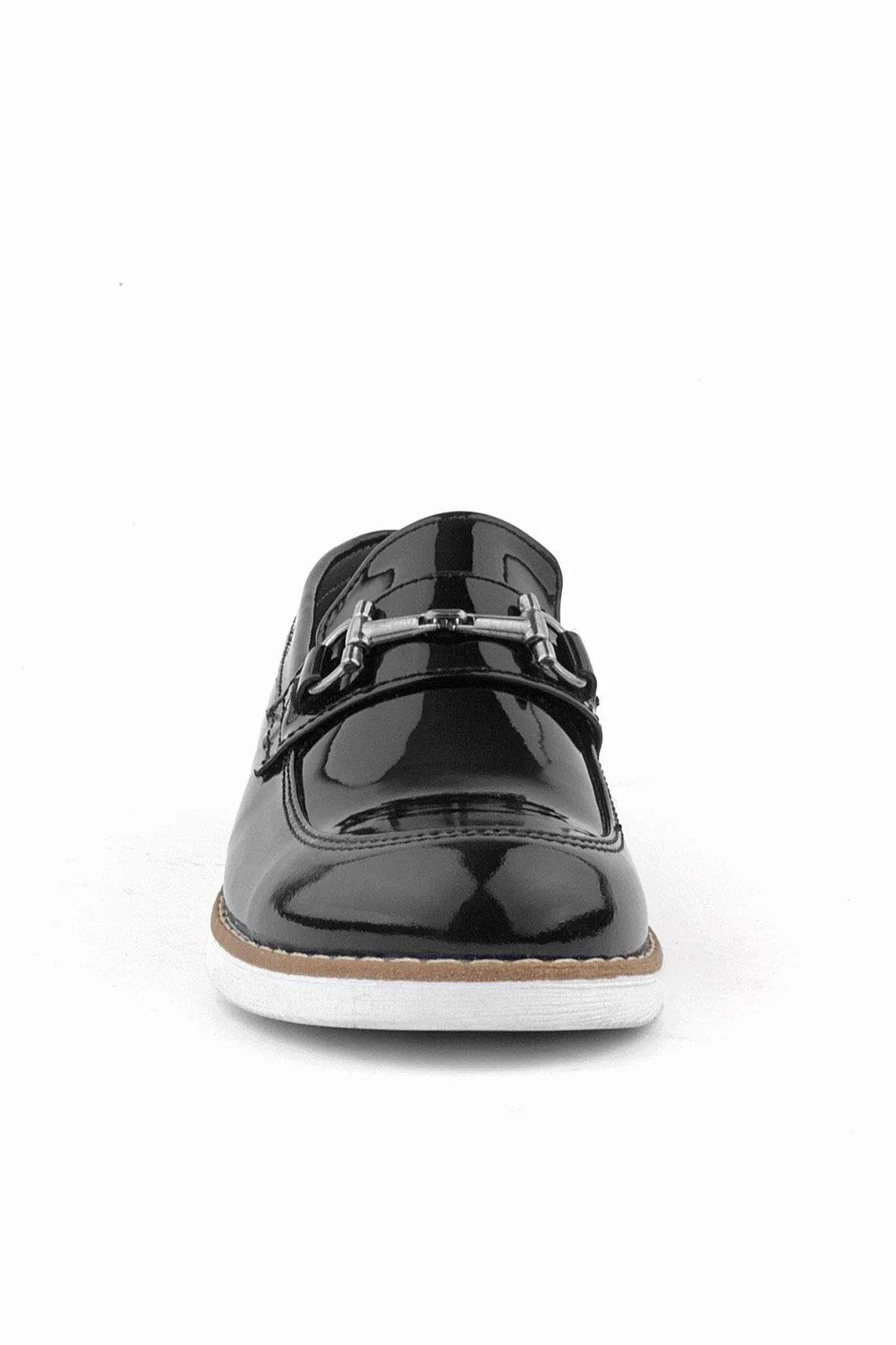 Rakerplus Hakiki Deri Siyah Rugan Loafer Çocuk Klasik Ayakkabı