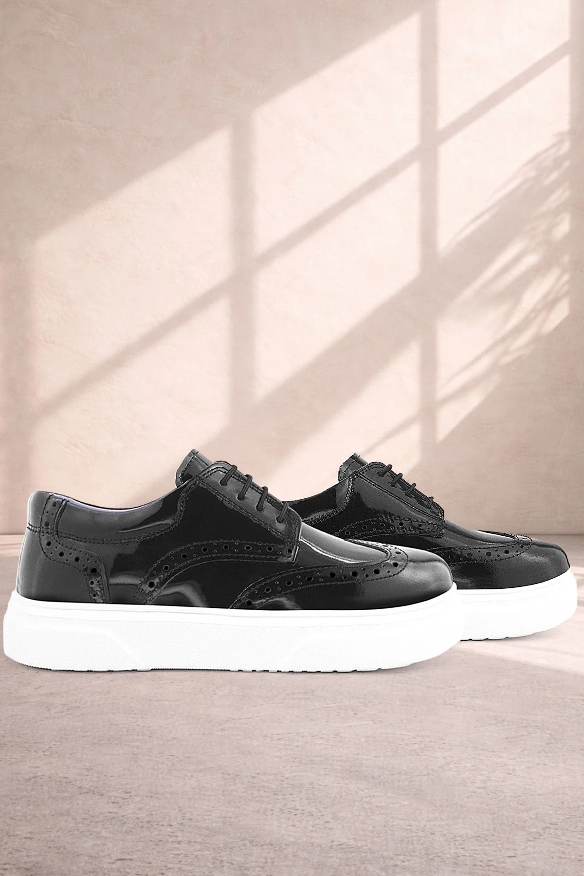 Rakerplus Hakiki Deri Siyah Rugan Oxford Çocuk Klasik Ayakkabı