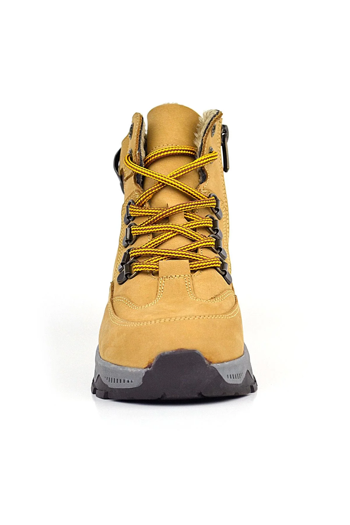 Rakerplus Hakiki Deri Taba Bağcıklı Fermuarlı Trekking Çocuk Bot