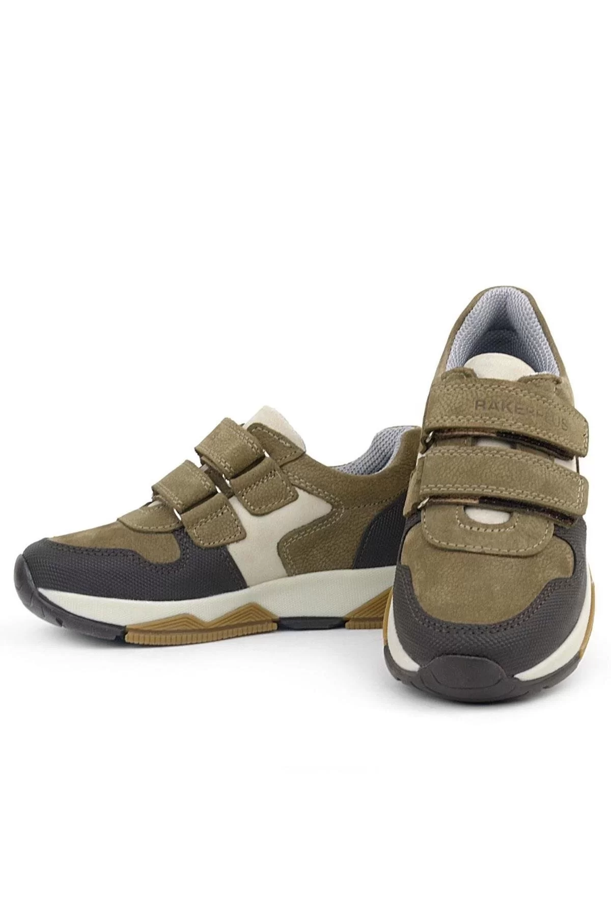 Rakerplus Hakiki Deri Vizon Kahve Çocuk Cırtlı Sneakers Spor Ayakkabı