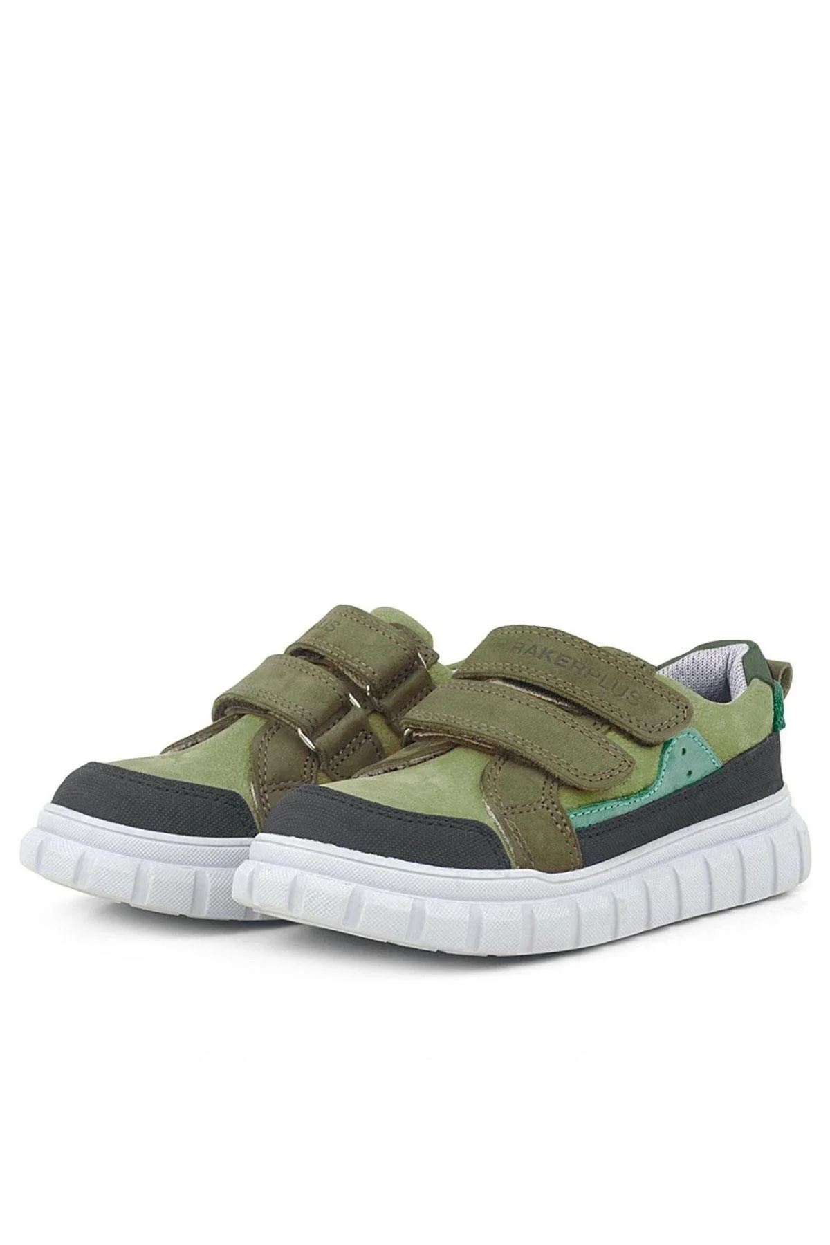 Rakerplus Hakiki Deri Yeşil Cırtlı Günlük Spor Çocuk Okul Ayakkabı
