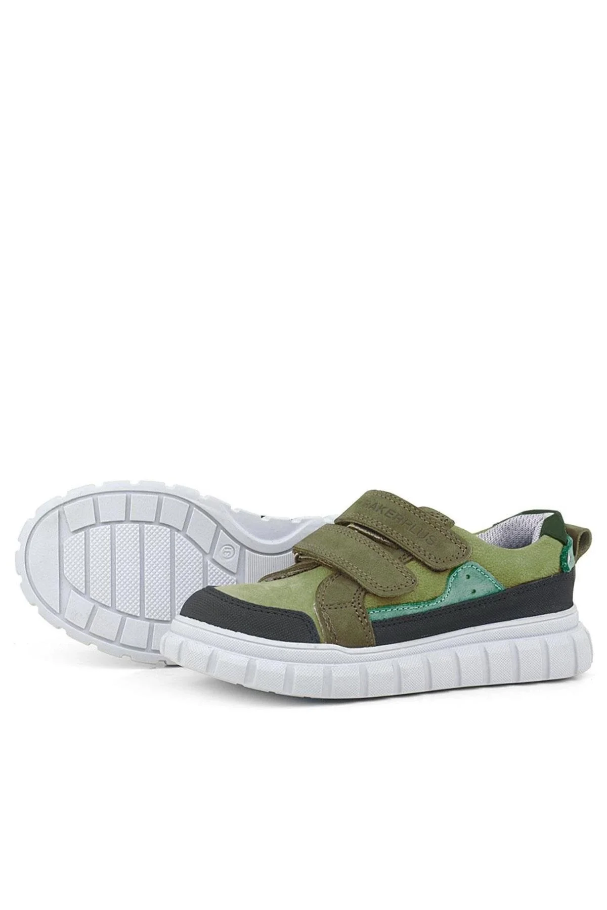 Rakerplus Hakiki Deri Yeşil Cırtlı Günlük Spor Çocuk Okul Ayakkabı
