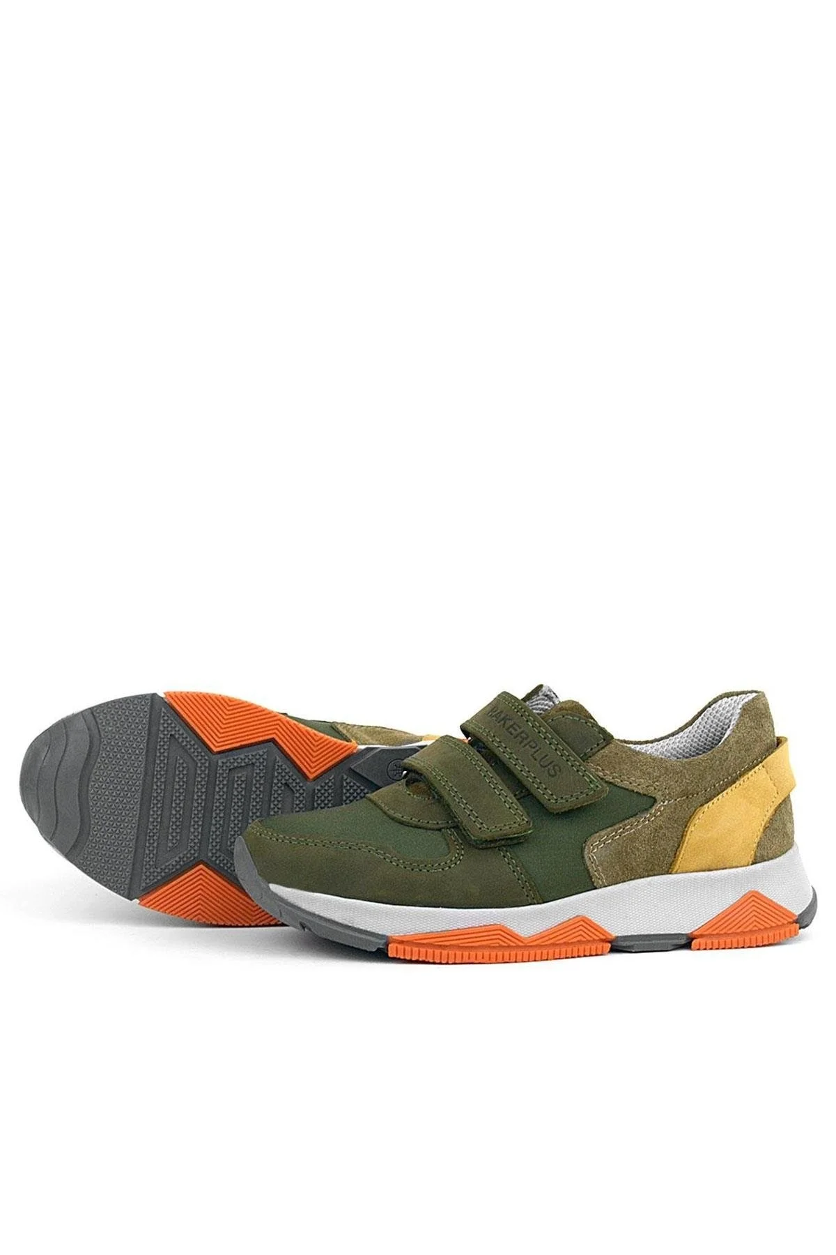 Rakerplus Hakiki Deri Yeşil Çocuk Cırtlı Sneakers Spor Ayakkabı