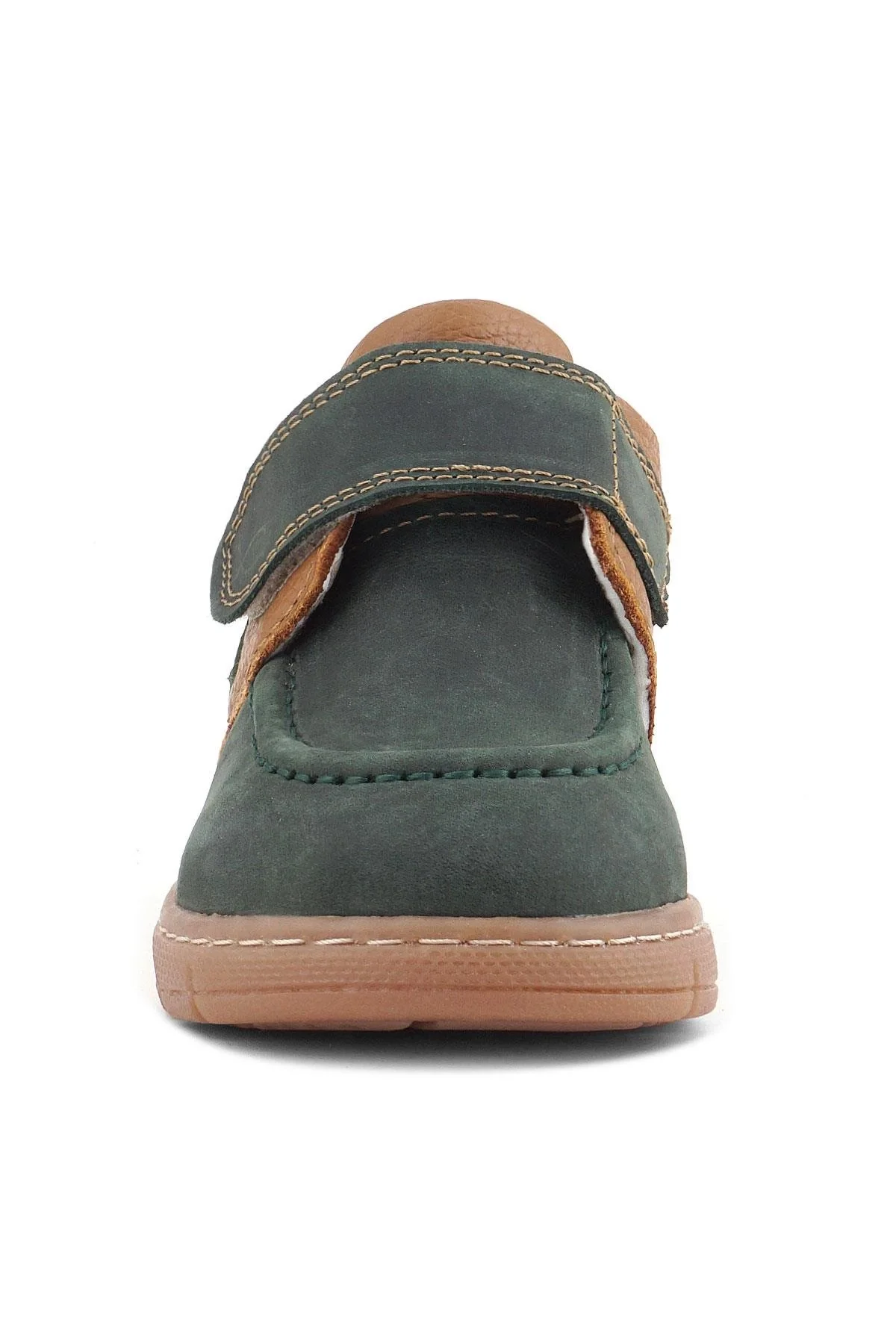 Rakerplus Hakiki Deri Yeşil Kahve Cırt Cırtlı Bebek Bot