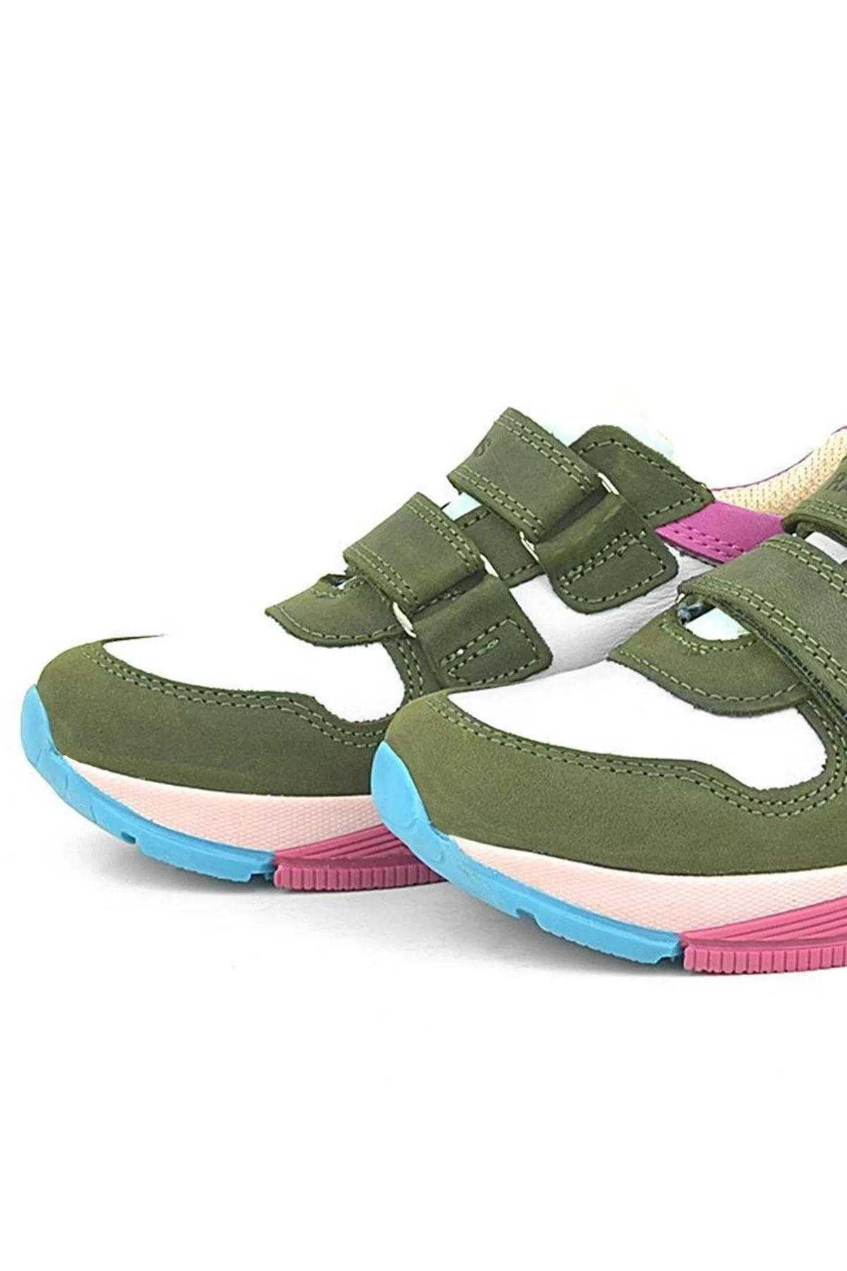 Rakerplus Hakiki Deri Yeşil Pembe Çocuk Sneakers Spor Ayakkabı