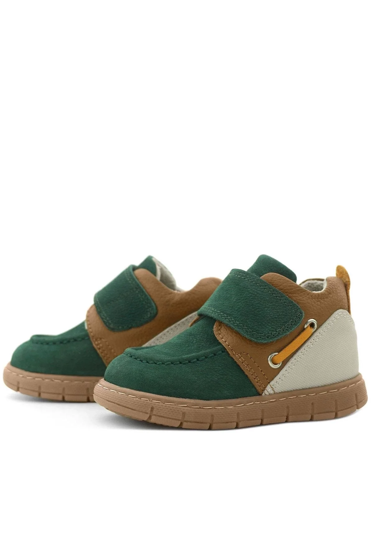 Rakerplus Hakiki Deri Yeşil Taba Cırt Cırtlı Bebek Bot