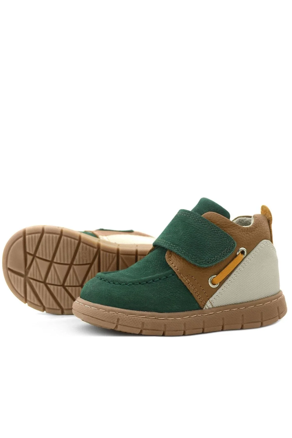 Rakerplus Hakiki Deri Yeşil Taba Cırt Cırtlı Bebek Bot