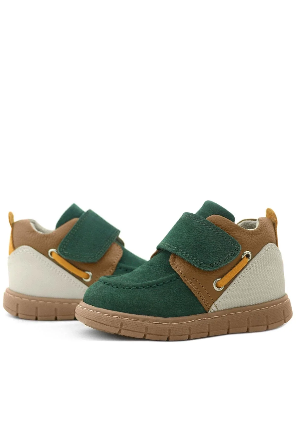 Rakerplus Hakiki Deri Yeşil Taba Cırt Cırtlı Bebek Bot