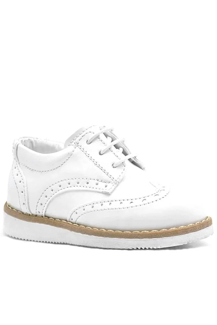 Rakerplus Hidra Beyaz Rugan Bağcıklı Erkek Bebek Ayakkabı