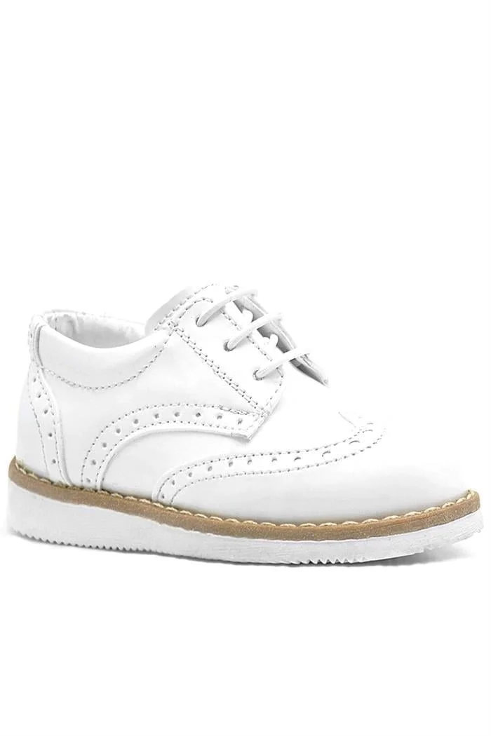 Rakerplus Hidra Beyaz Rugan Bağcıklı Erkek Bebek Ayakkabı