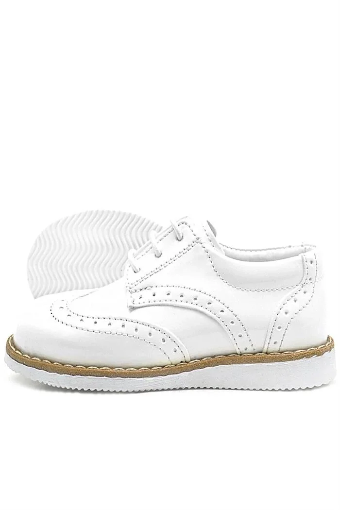 Rakerplus Hidra Beyaz Rugan Bağcıklı Erkek Bebek Ayakkabı