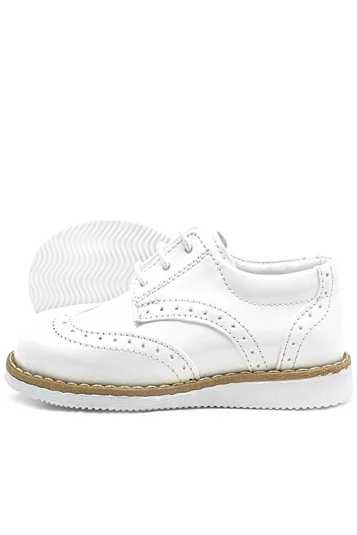 Rakerplus Hidra Beyaz Rugan Bağcıklı Erkek Bebek Ayakkabı