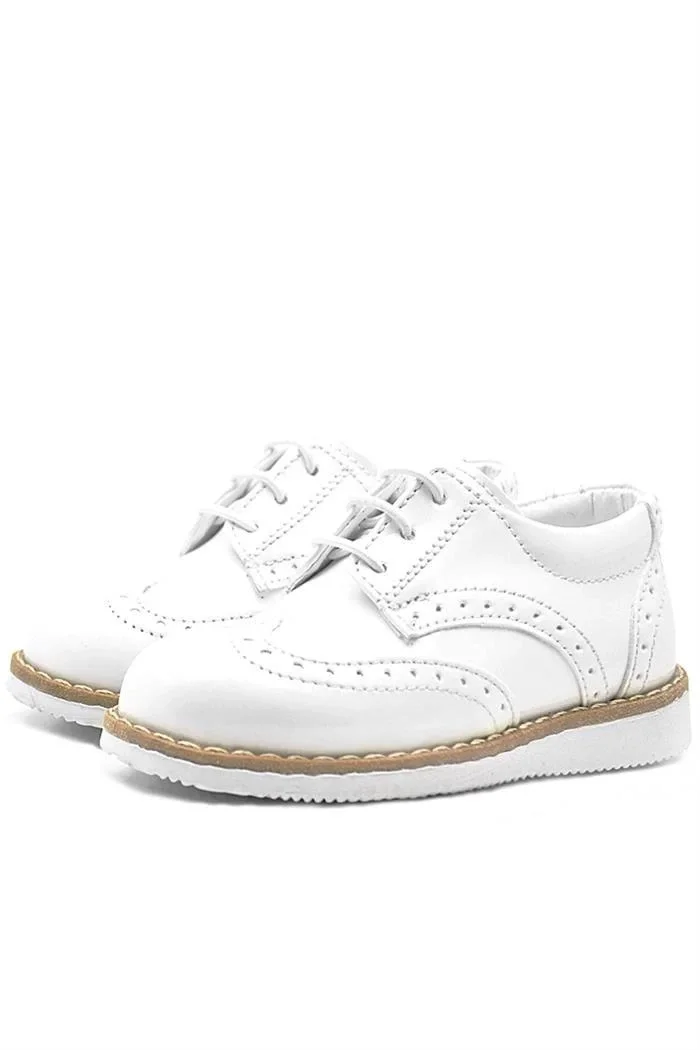 Rakerplus Hidra Beyaz Rugan Bağcıklı Erkek Bebek Ayakkabı