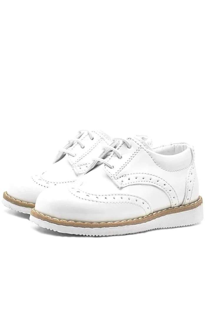 Rakerplus Hidra Beyaz Rugan Bağcıklı Erkek Bebek Ayakkabı