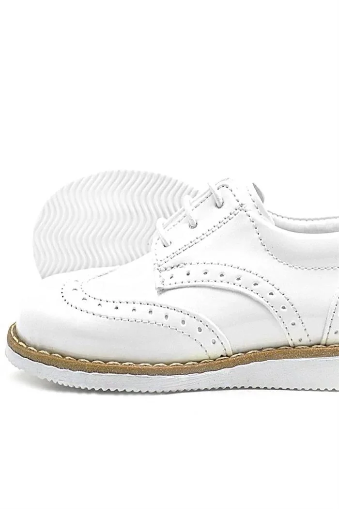 Rakerplus Hidra Beyaz Rugan Bağcıklı Erkek Bebek Ayakkabı