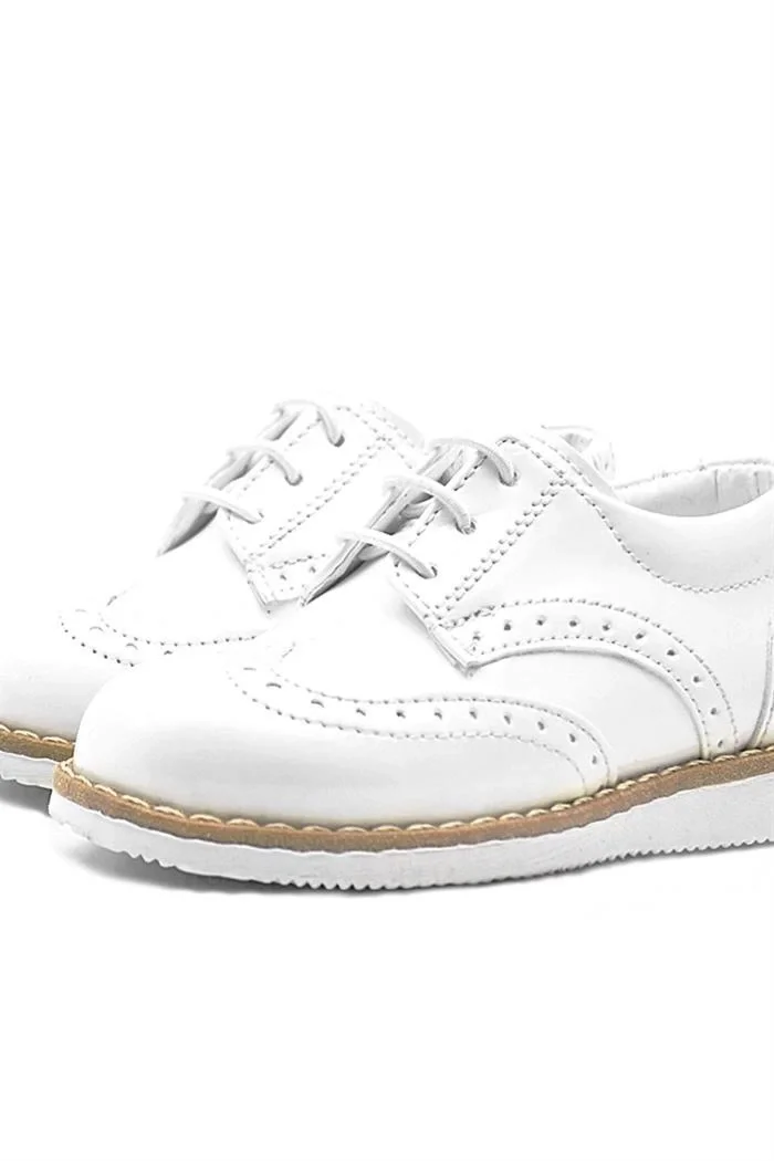 Rakerplus Hidra Beyaz Rugan Bağcıklı Erkek Bebek Ayakkabı