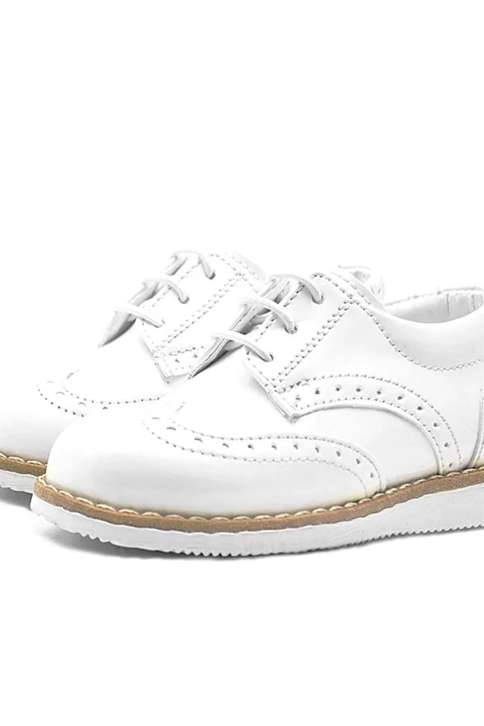 Rakerplus Hidra Beyaz Rugan Bağcıklı Erkek Bebek Ayakkabı