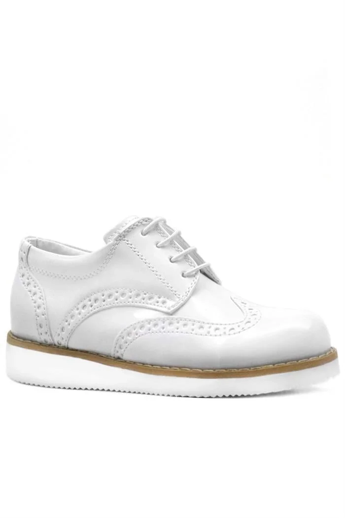 Rakerplus Hidra Beyaz Rugan Bağcıklı Erkek Çocuk Ayakkabı