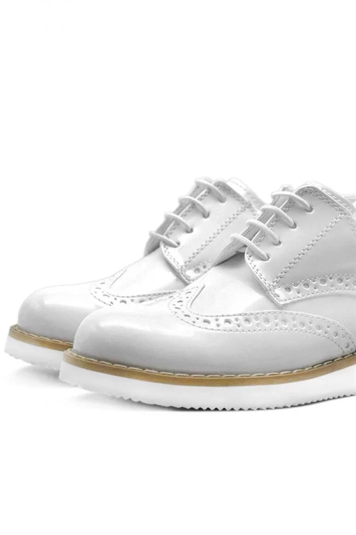 Rakerplus Hidra Beyaz Rugan Bağcıklı Erkek Çocuk Ayakkabı