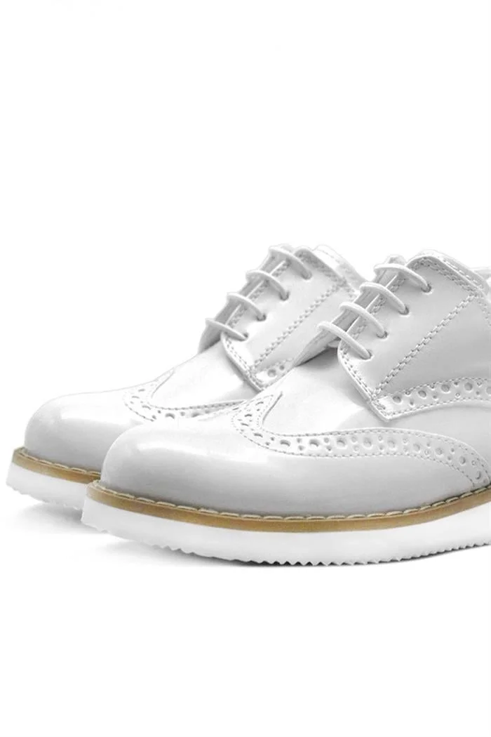 Rakerplus Hidra Beyaz Rugan Bağcıklı Erkek Çocuk Ayakkabı