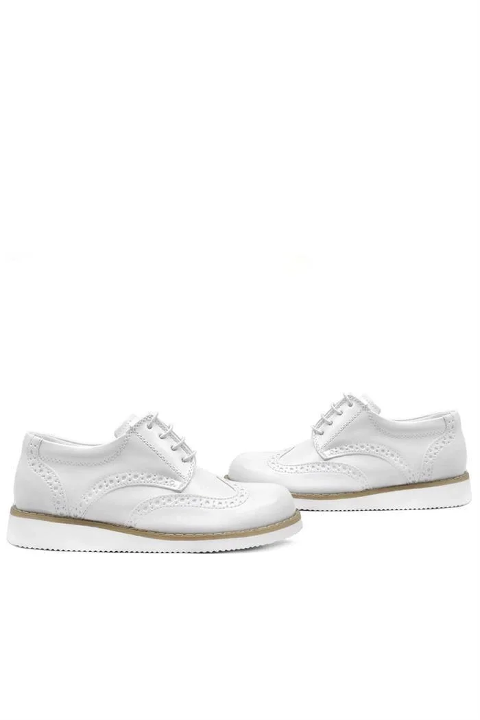 Rakerplus Hidra Beyaz Rugan Bağcıklı Erkek Çocuk Ayakkabı