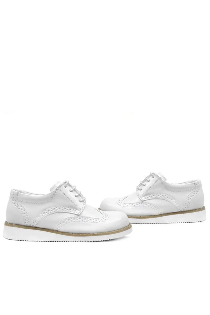 Rakerplus Hidra Beyaz Rugan Bağcıklı Erkek Çocuk Ayakkabı