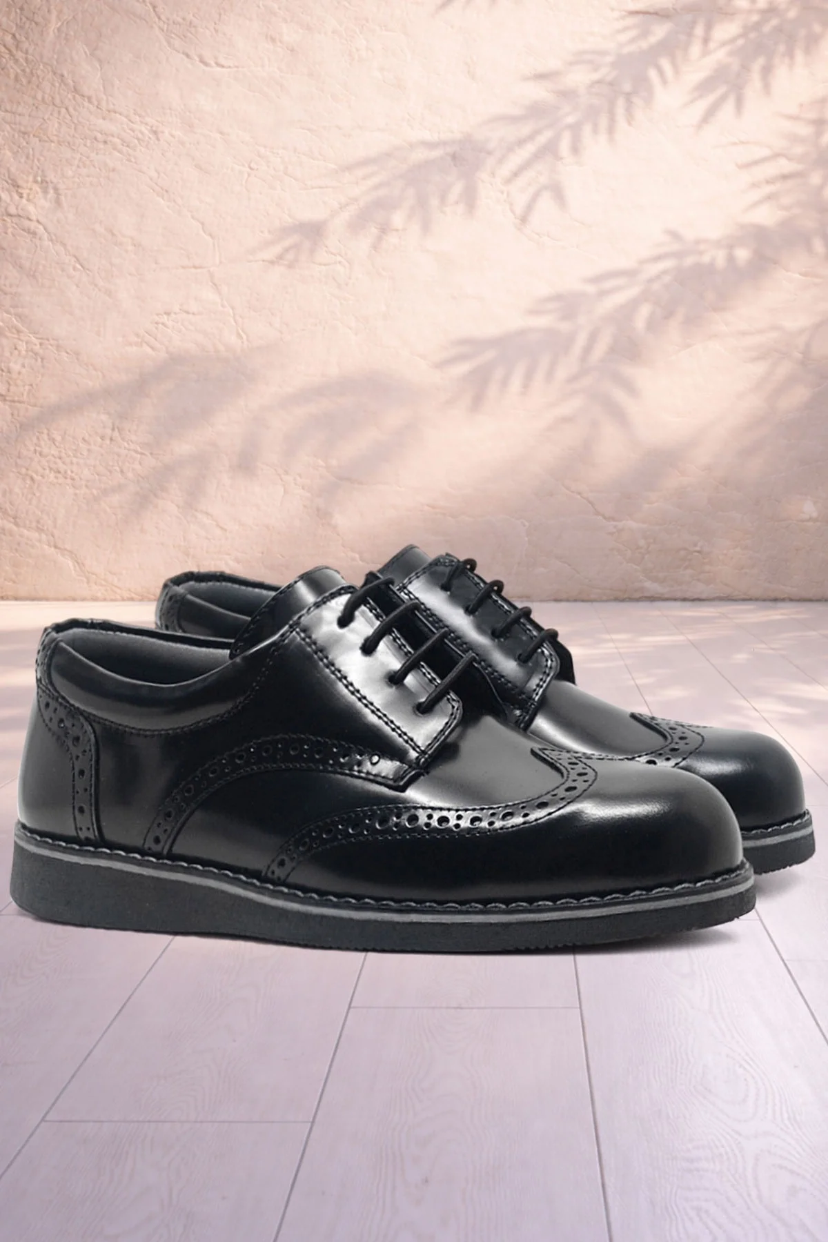 Rakerplus Hidra Hakiki Deri Rugan Erkek Genç Okul Ayakkabı