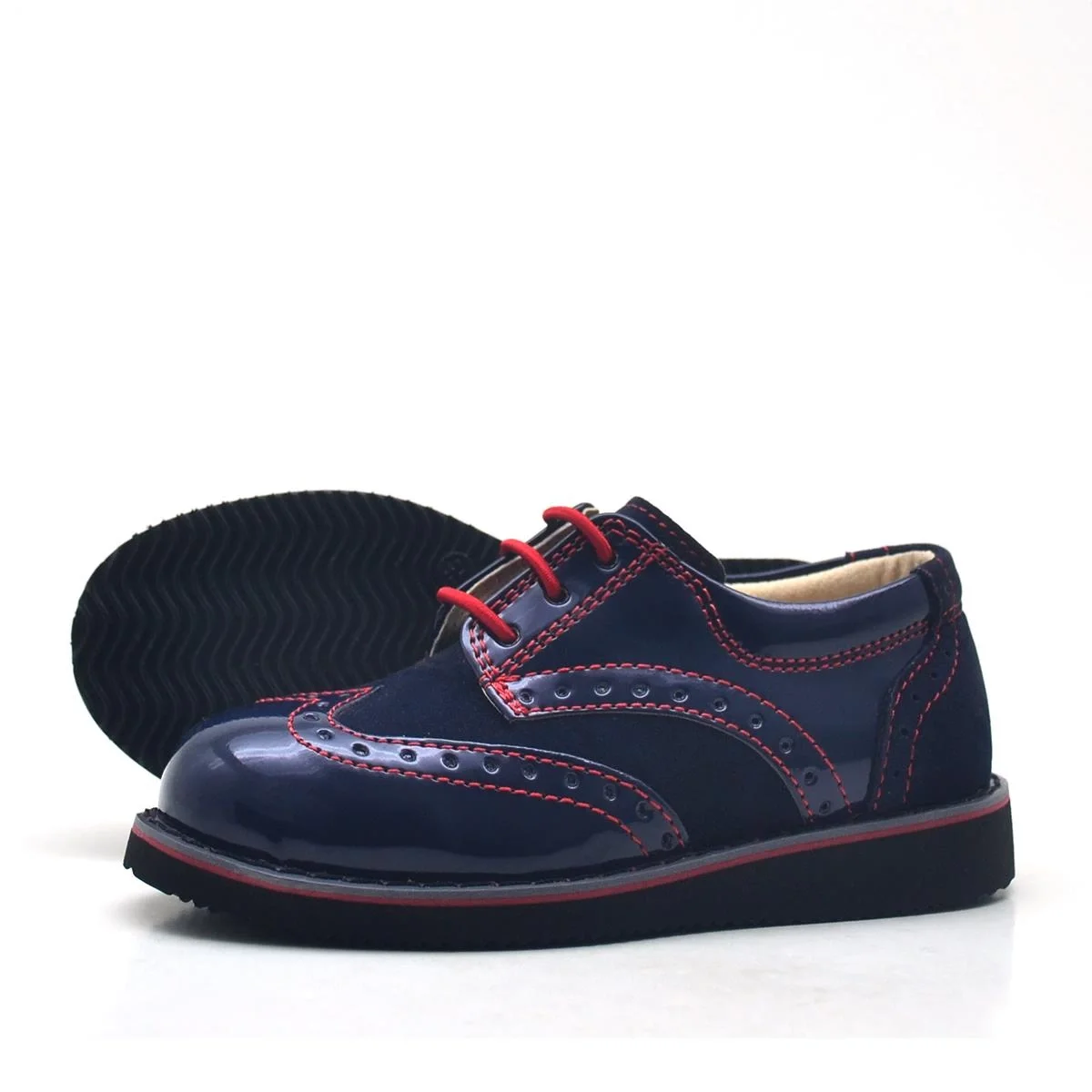 Rakerplus Hidra Lacivert Kırmızı Rugan Klasik Erkek Bebek Ayakkabı