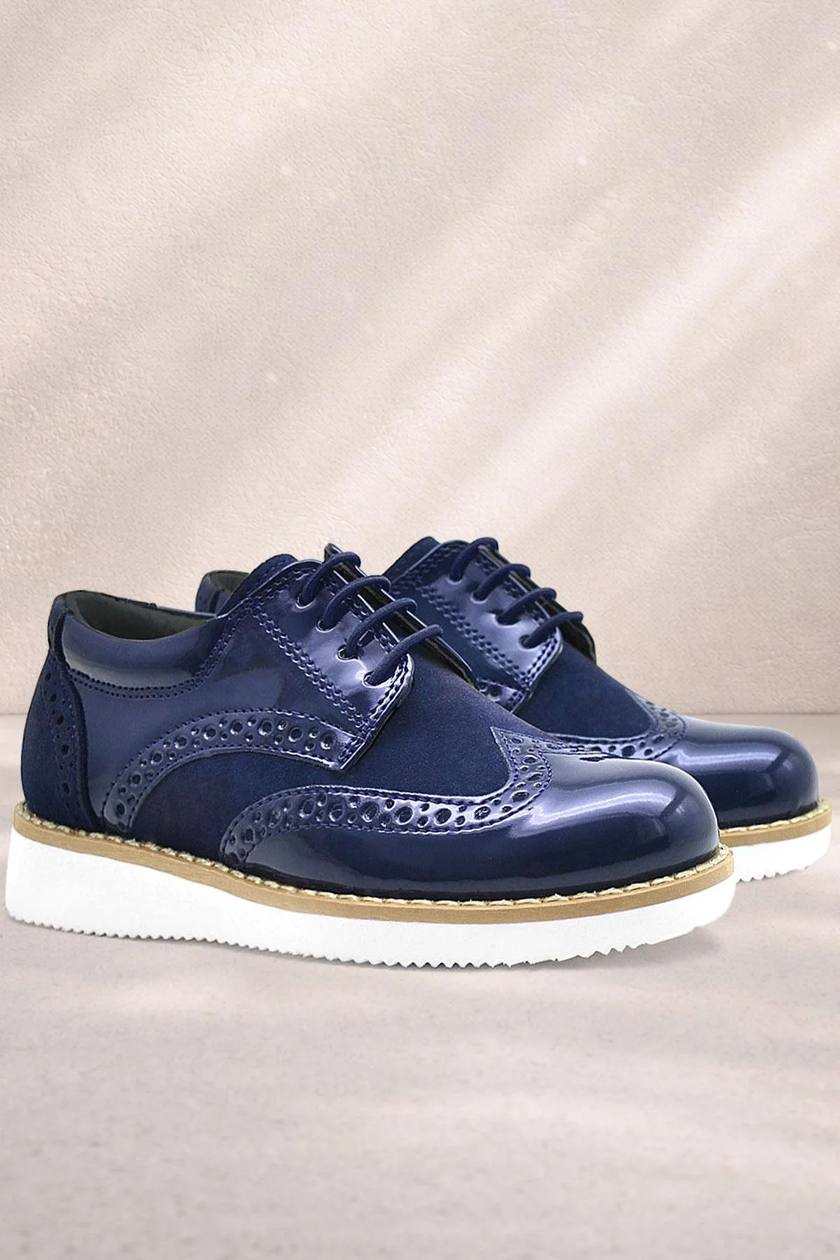 Rakerplus Hidra Lacivert Rugan Beyaz Yüksek Tabanlı Erkek Çocuk Klasik Ayakkabı