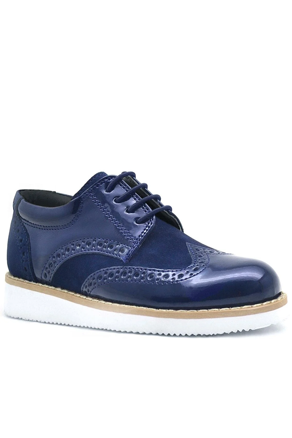 Rakerplus Hidra Lacivert Rugan Beyaz Yüksek Tabanlı Erkek Çocuk Klasik Ayakkabı