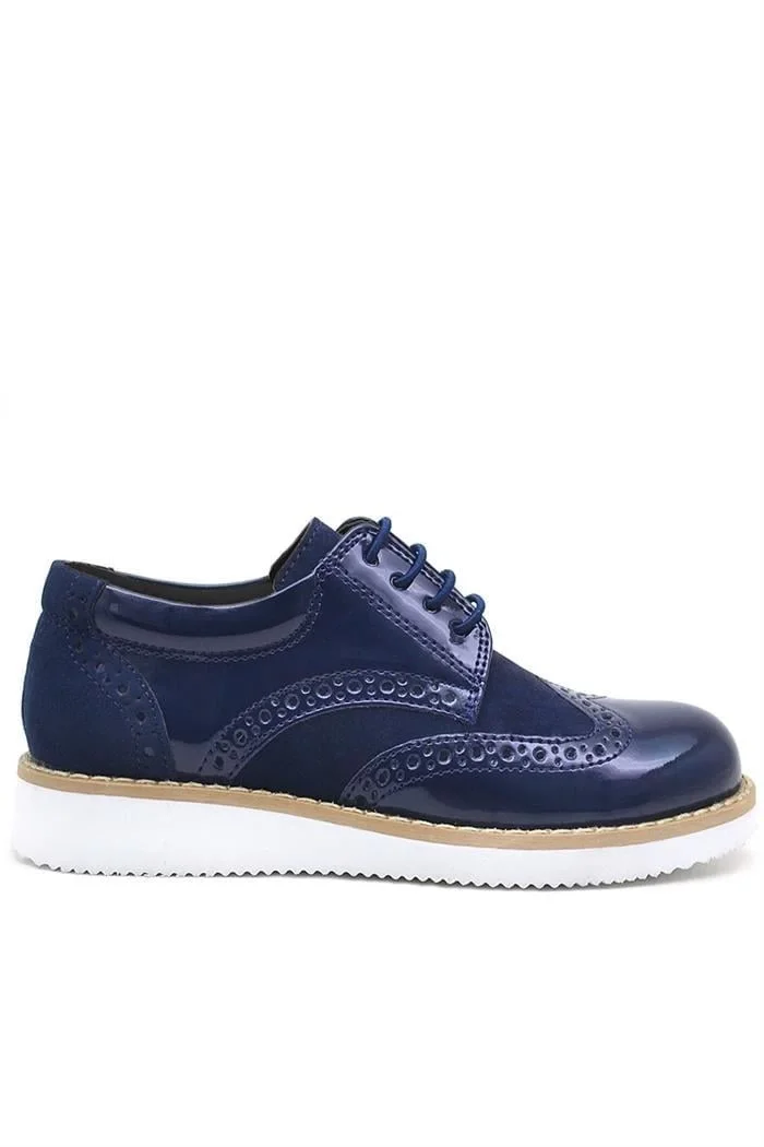 Rakerplus Hidra Lacivert Rugan Beyaz Yüksek Tabanlı Erkek Çocuk Klasik Ayakkabı