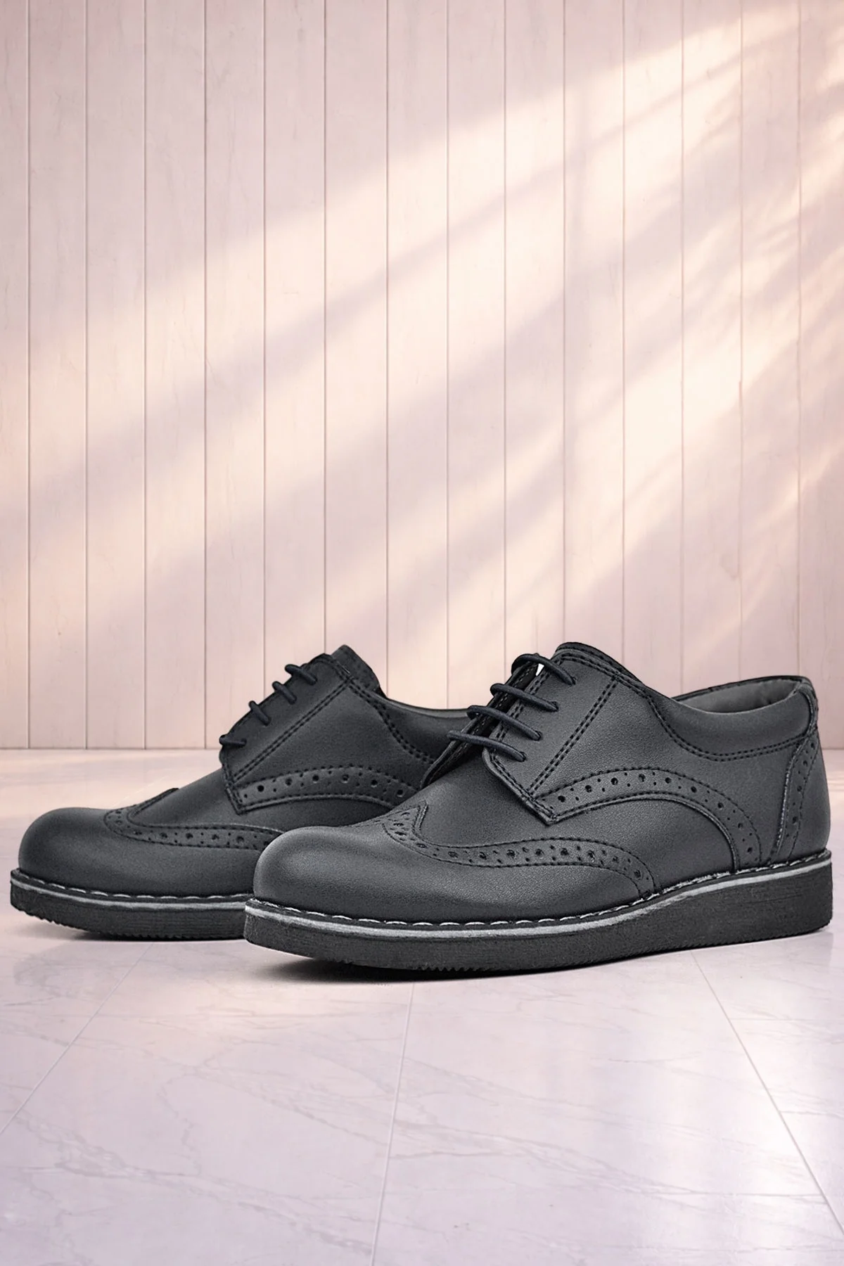 Rakerplus Hidra Siyah Mat Bağcıklı Klasik Erkek Çocuk Ayakkabı