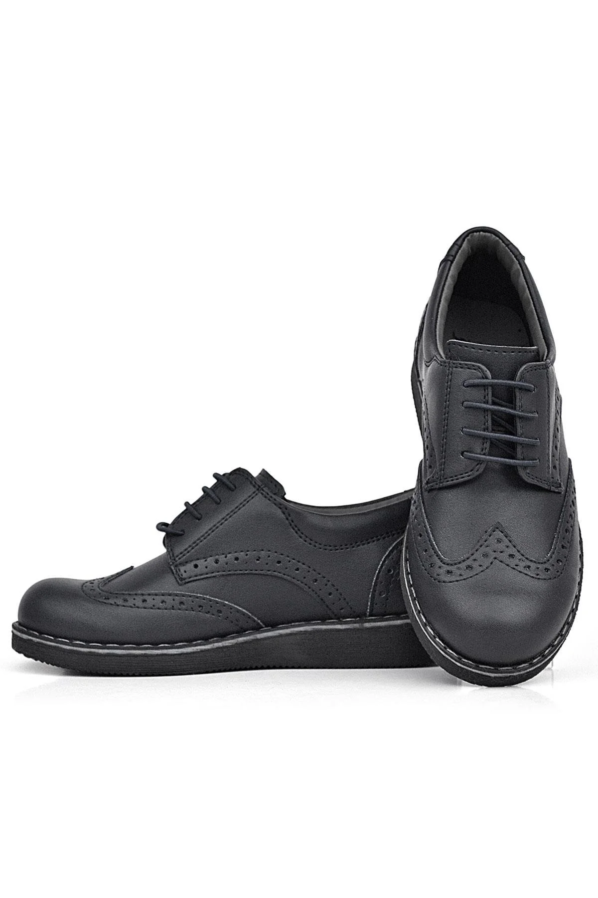Rakerplus Hidra Siyah Mat Bağcıklı Klasik Erkek Çocuk Ayakkabı