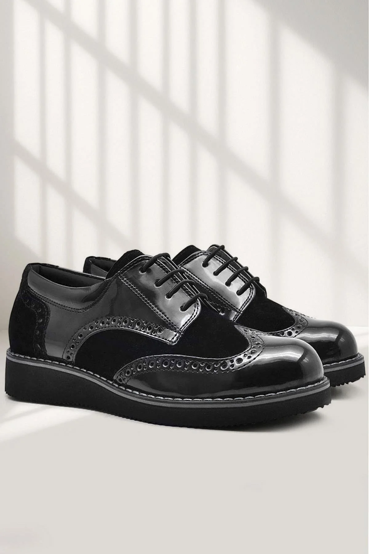 Rakerplus Hidra Siyah Rugan Bağcıklı Klasik Erkek Çocuk Okul Ayakkabı