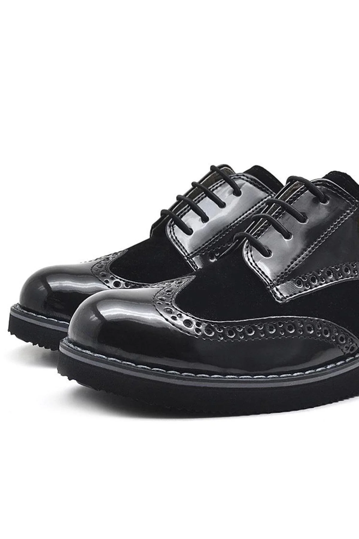 Rakerplus Hidra Siyah Rugan Bağcıklı Klasik Erkek Çocuk Okul Ayakkabı