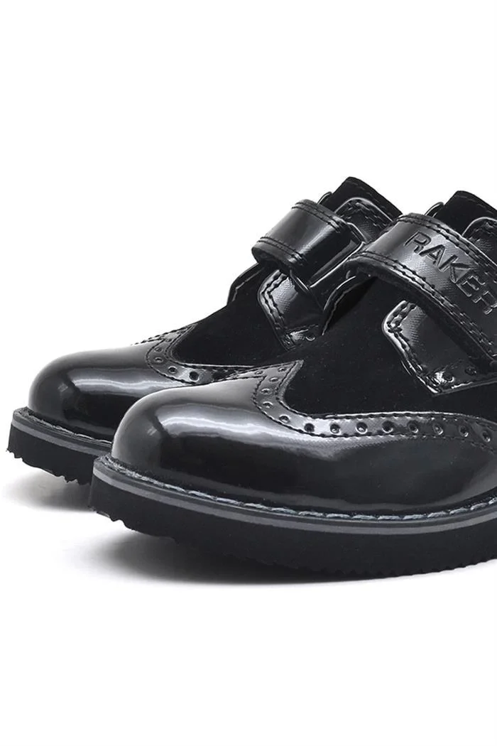 Rakerplus Hidra Siyah Rugan Cırtlı Erkek Çocuk Klasik Ayakkabı