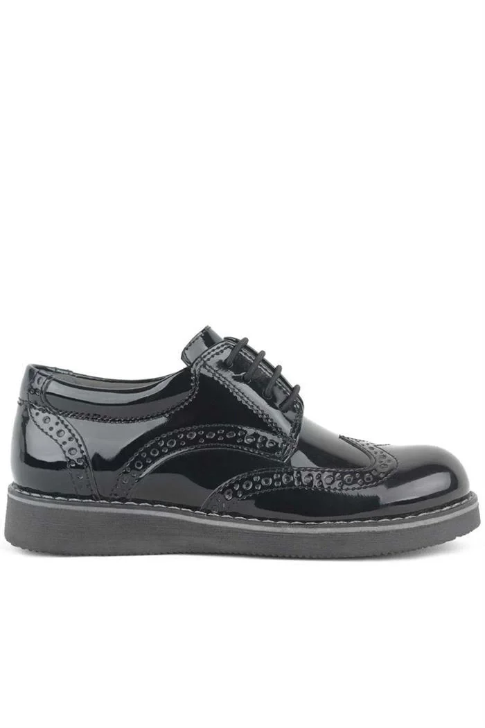 Rakerplus Hidra Siyah Rugan Lastik Bağcıklı Erkek Çocuk Klasik Ayakkabı