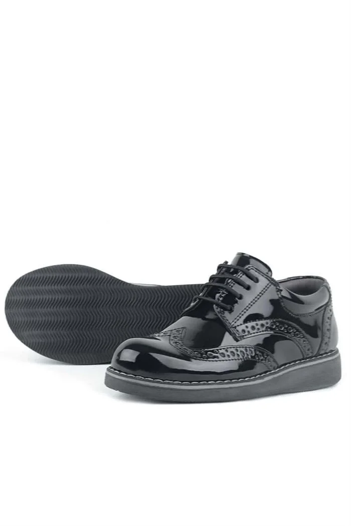 Rakerplus Hidra Siyah Rugan Lastik Bağcıklı Erkek Çocuk Klasik Ayakkabı