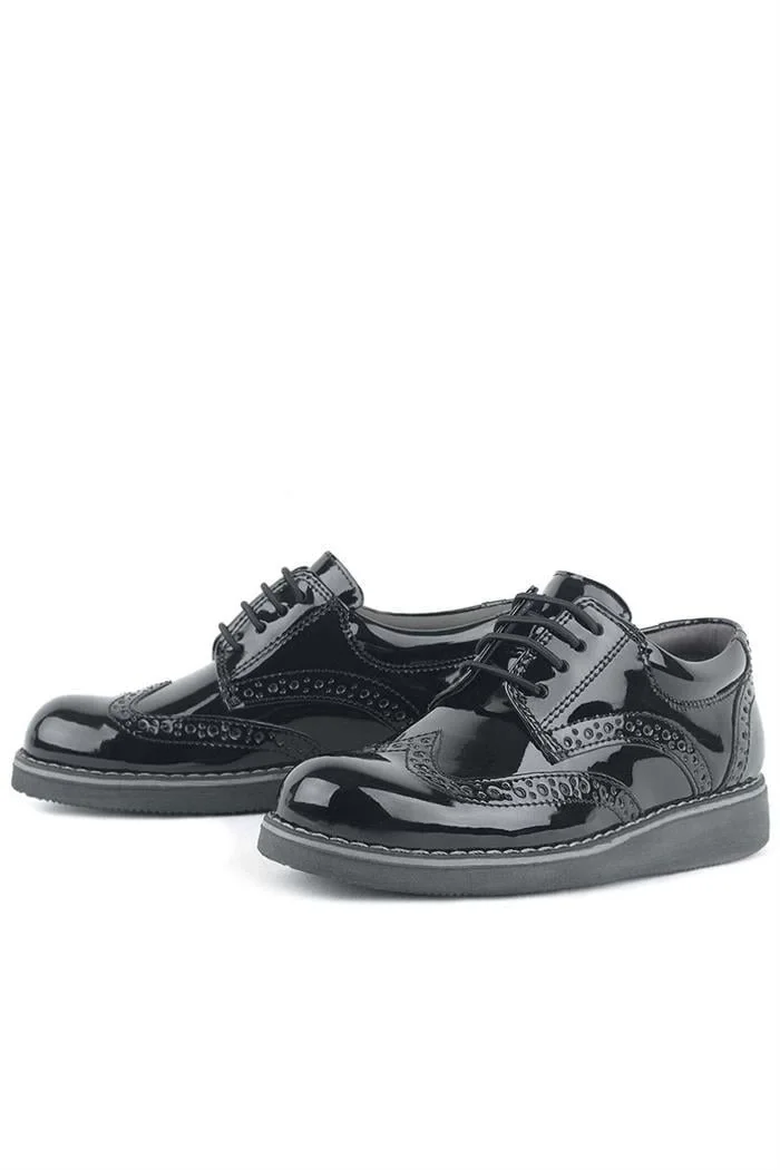 Rakerplus Hidra Siyah Rugan Lastik Bağcıklı Erkek Çocuk Klasik Ayakkabı