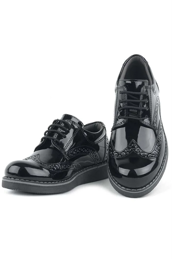 Rakerplus Hidra Siyah Rugan Lastik Bağcıklı Erkek Çocuk Klasik Ayakkabı