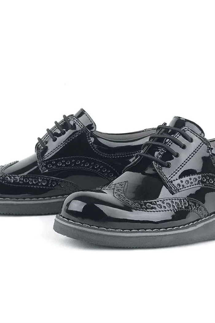 Rakerplus Hidra Siyah Rugan Lastik Bağcıklı Erkek Çocuk Klasik Ayakkabı