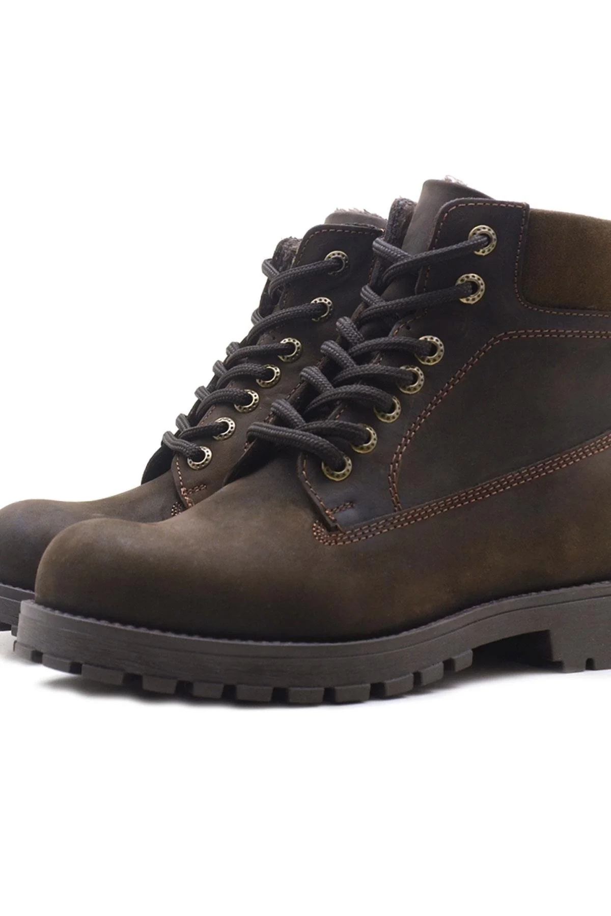 Rakerplus Kahverengi Fermuarlı Hakiki Deri Çocuk Bot