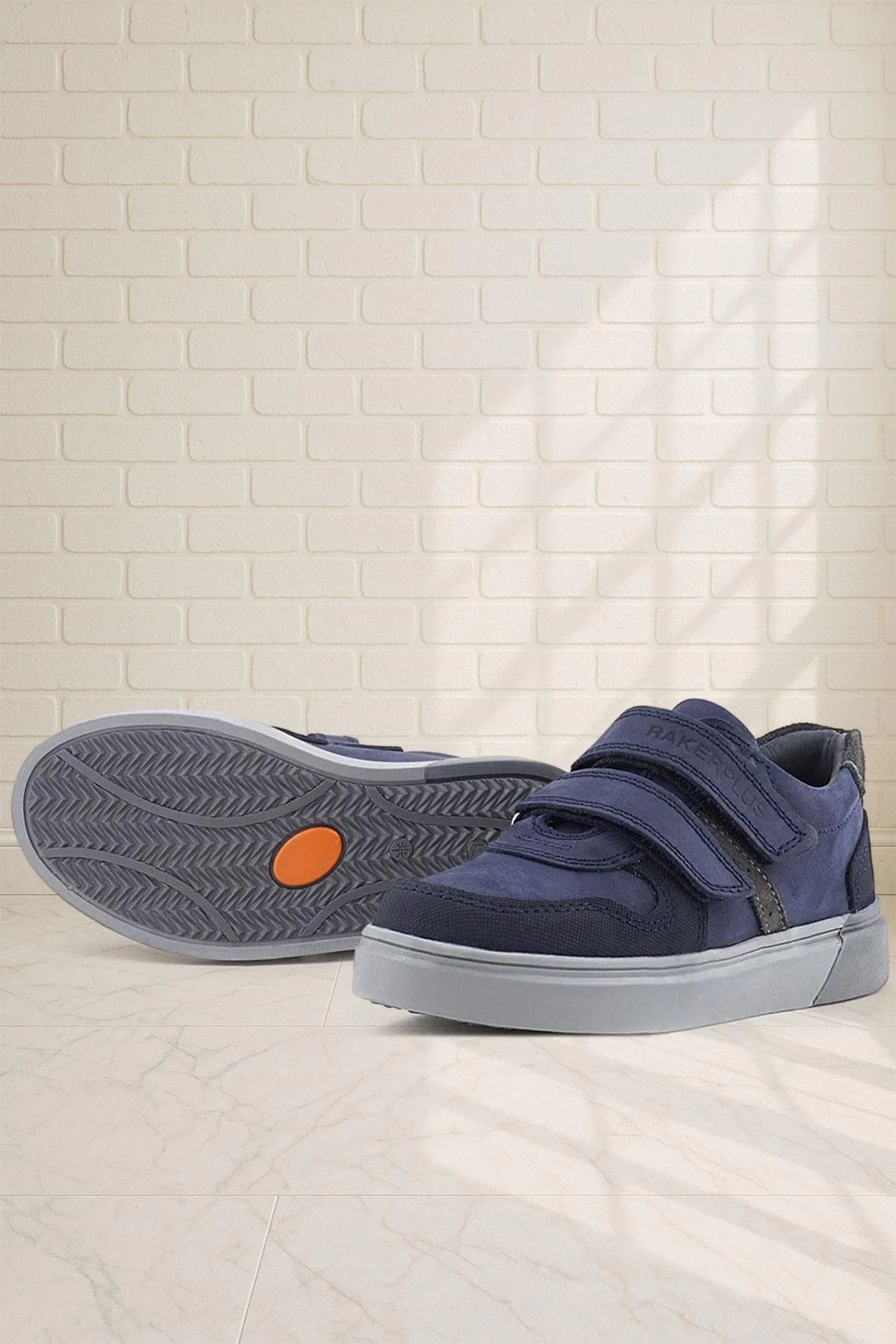 Rakerplus Lacivert Nubuk Cırtlı Hakiki Deri Erkek Çocuk Okul Ayakkabı