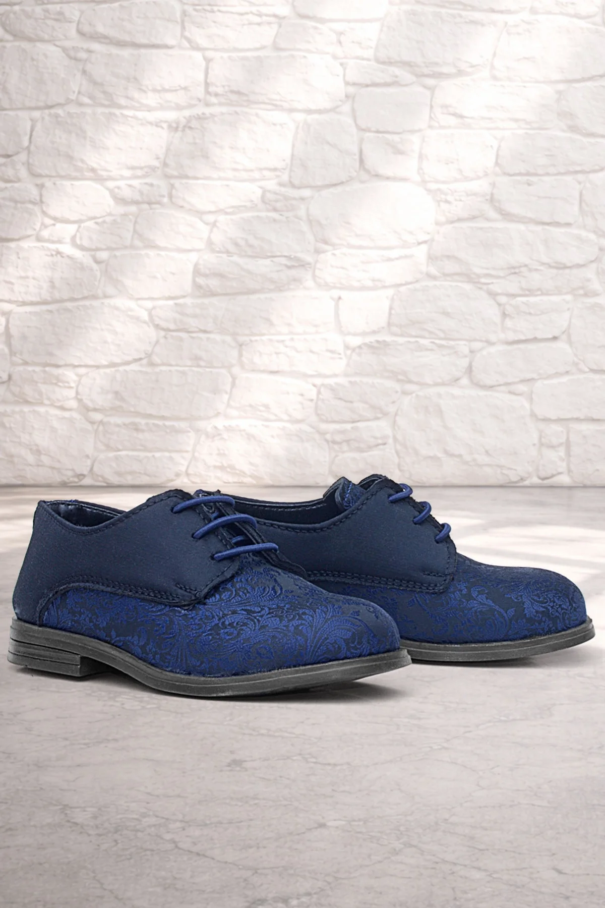 Rakerplus Lacivert Siyah Bağcıklı Takım Elbise Klasik Çocuk Ayakkabı