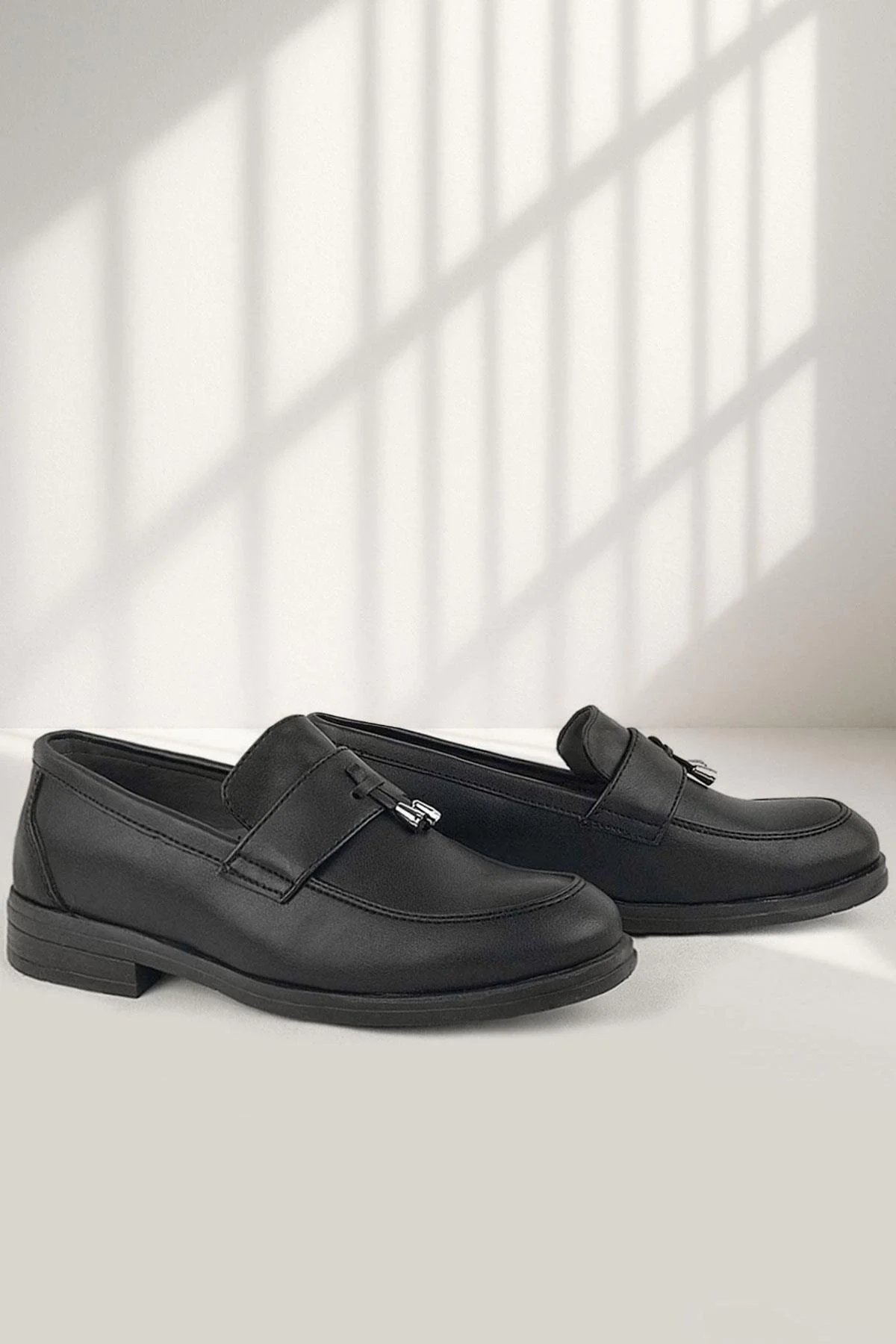 Rakerplus Loafer Siyah Mat Erkek Klasik Çocuk Ayakkabı