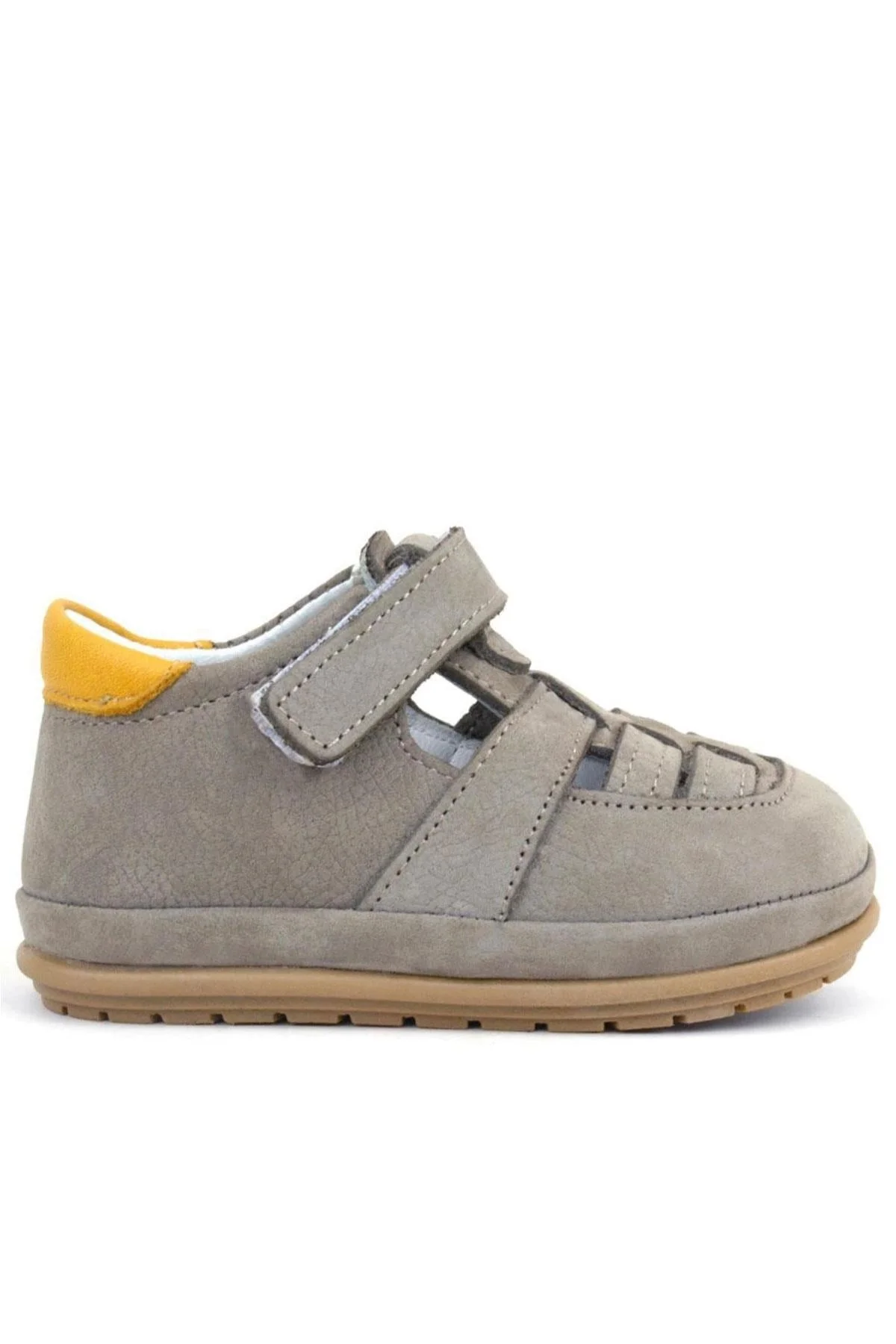 Rakerplus Muppet Hakiki Deri Kum Rengi Cırtlı Anatomik Bebek Sandalet Ayakkabı