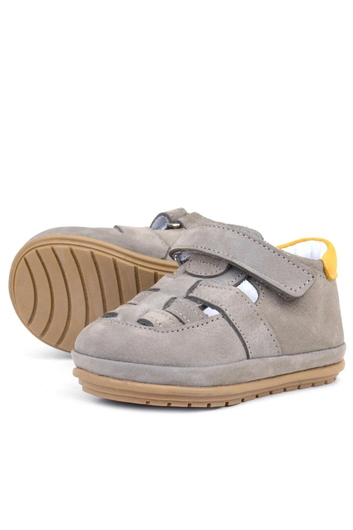 Rakerplus Muppet Hakiki Deri Kum Rengi Cırtlı Anatomik Bebek Sandalet Ayakkabı