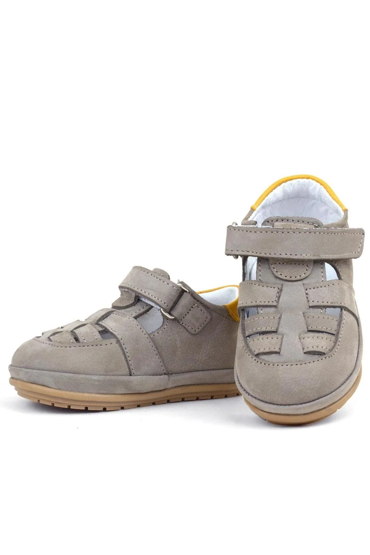 Rakerplus Muppet Hakiki Deri Kum Rengi Cırtlı Anatomik Bebek Sandalet Ayakkabı