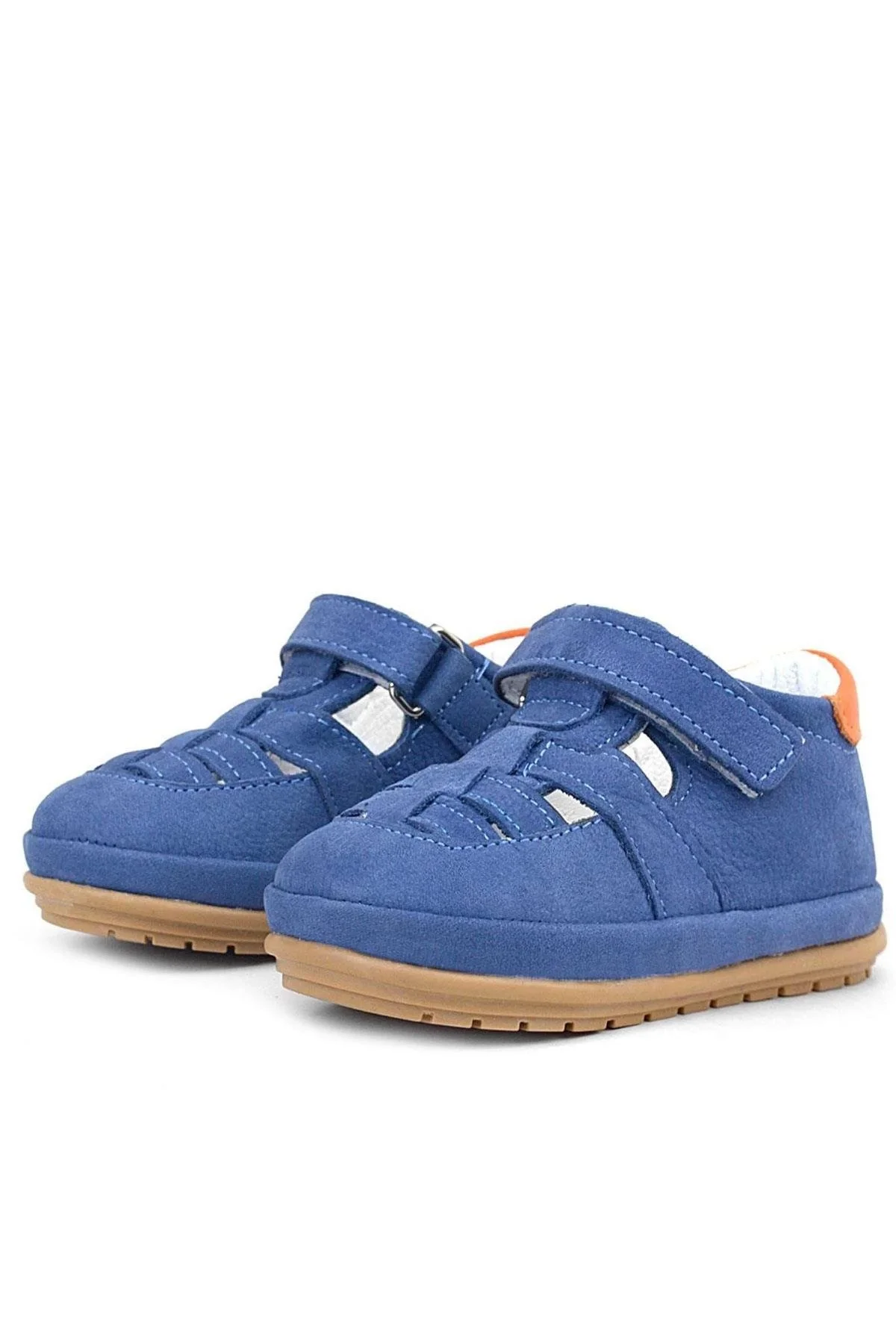 Rakerplus Muppet Hakiki Deri Lacivert Cırtlı Anatomik Bebek Sandalet Ayakkabı